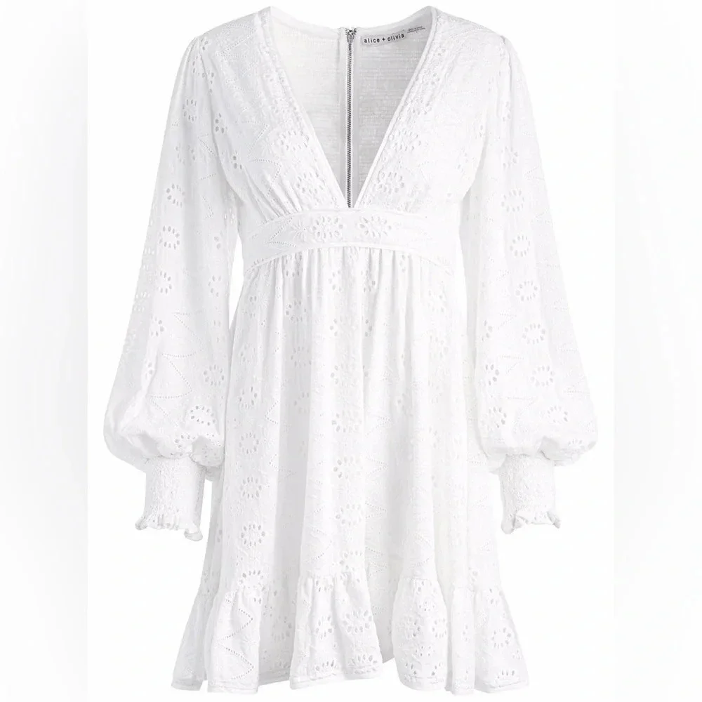 Alice + Olivia Marita Smocked Mini Dress - Picture 7 of 8